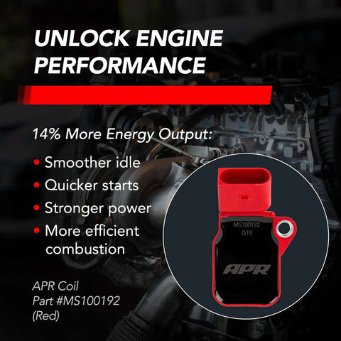 Red Ignition Coil MS100192 Replacement For VW Audi Lamborghini Porsche Bentley Cars with smoother idle and quicker starts.