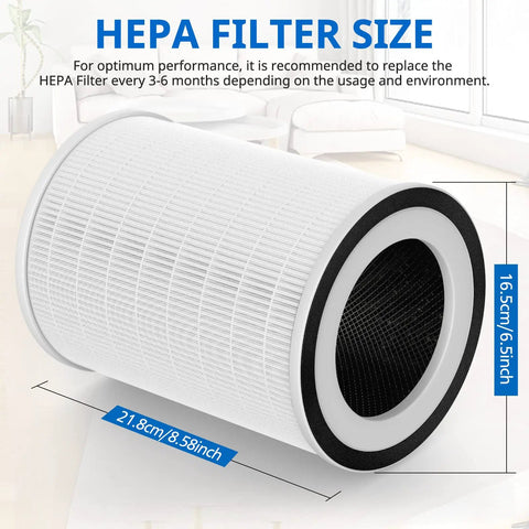 Air Purifier Filter Replacement for Afloia and Morento Models, HEPA 13 Three-Stage Filtration, size dimensions shown