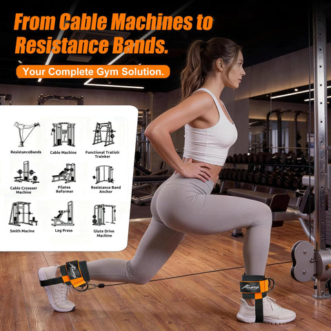 Woman using Heavy Duty Padded Ankle Strap for Cable Machines With Extra Adjustable Strap for Secure Fit during leg workout