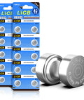 Built Tough 1.5 Volt Button Cell Battery Replacement 20 Pack Lr41 Ag3 392 357 Sr41sw Coin Power for gadgets, displayed with individual batteries.