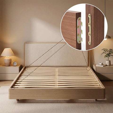 12 Pairs Bed Frame Rail Brackets For Headboard And Footboard Connections Built To Last Heavy Duty Carbon Steel Five Inch Wooden Bed Frame Hardware Kit With Screws Easy Installation on wooden bed frame