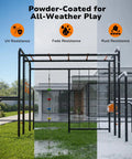 Outdoor Jungle Gym With Monkey Bars Frame 5 In 1 Heavy Duty Metal Swing Set showing UV, fade, rust resistance in backyard