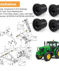 Badass 4 Piece Flanged Sleeve Control Arm Bushings Suspension Isolators Zero Slack Build, black rubber bushings for John Deere models.
