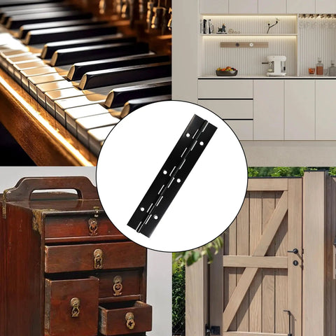 Dead Nuts Reliable 4 Pack 6 Inch Matte Black Piano Hinges Heavy Duty Continuous Folding Hardware on furniture and piano.
