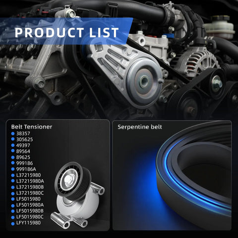 Serpentine Belt Kit With Belt Tensioner For Mazda 3 And 3 Sport L4 2 0L 2004 2009 Replacement Drive Belt Tensioner Assembly
