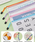 20 Pack Zipper Mesh Document Pouches Set, 6 By 9 Inch A5, Water Resistant Plastic File Bags in 10 Colors with smooth zippers
