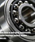1,000 Count 3mm Stainless Steel Bearing Balls Set For Auto Parts, Bicycles, Casters And Drawer Slides, High Precision 304 Stainless Steel, Uniform Size, Smooth Burr-Free Finish, Great For Mixing Paint, Nail Polish, And Other Stirring Tasks. close-up bearing balls in steel bearing race
