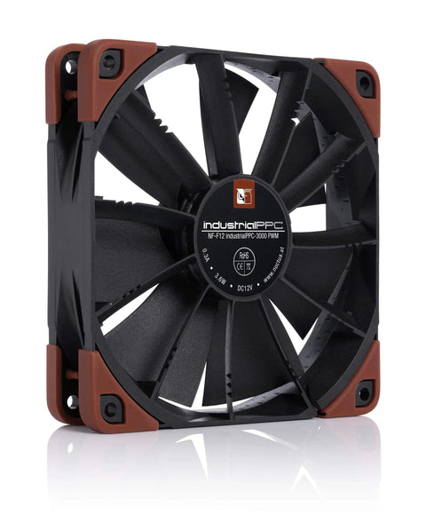 Heavy Duty 120mm PWM Cooling Fan with 3000 RPM for high static pressure and focused flow frame, side angle view