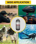 Use of Carbon Fiber Paintball HPA Air Tank 2L 122 Cu In 4500 PSI PCP System With Dual Gauge Valve in various activities