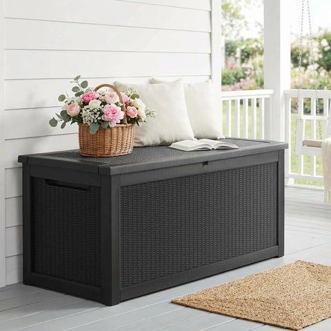 Monster Size Outdoor Storage Box 320 Gallon Lockable Resin Deck Box Weatherproof Patio Storage Bin For Furniture Cushions Garden Tools