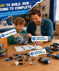 Awesome Remote Control Robot Building Kit For Kids Ages 6 To 12 With App Control And Coding Lessons being assembled by a parent and child