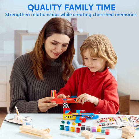All In One DIY Wooden Airplane Craft Kit For Kids Ages 6 To 12 Totally Kid Friendly Build Four Aircraft And Paint