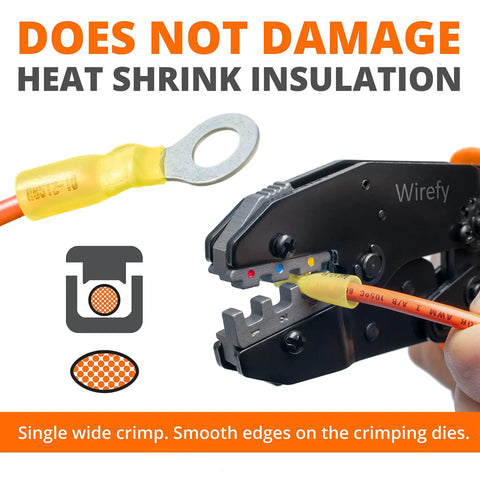 Ratcheting Wire Crimp Tool For Heat Shrink Connectors With Precision Die And Ergonomic Grips Professional Grade Crimping Pliers