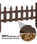 Solid Fir Wood Garden Picket Fence Edging Kit With Five Panels For Yard Border And Plant Beds Approximately 178 By 22 Inches Durable Outdoor Fence System That Is Flexible And Simple To Install, showing close-up of wood texture.
