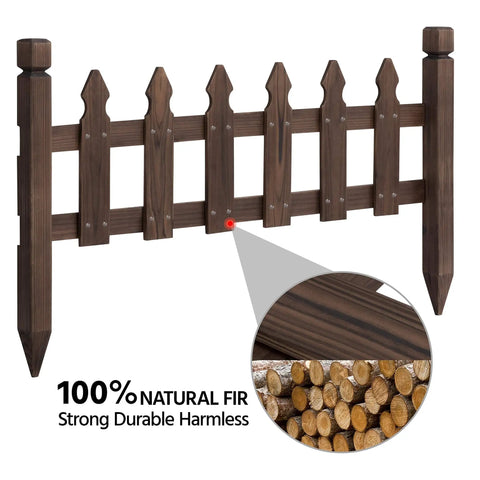Solid Fir Wood Garden Picket Fence Edging Kit With Five Panels For Yard Border And Plant Beds Approximately 178 By 22 Inches Durable Outdoor Fence System That Is Flexible And Simple To Install, showing close-up of wood texture.