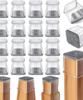 Square Silicone Felt Chair Leg Protectors Set Of 24 For Hardwood Floors Fits Square Furniture Legs From 27 To 40 Mm.