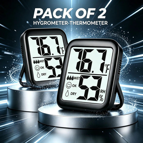 2 Pack Indoor Thermometer And Hygrometer With Real Time Temperature And Humidity Readings, Dual Sensors For More Accurate Monitoring, Wide Range From -58 To 158 F Or -50 To 70 C, 10% To 99% RH For Home And Office, digital display