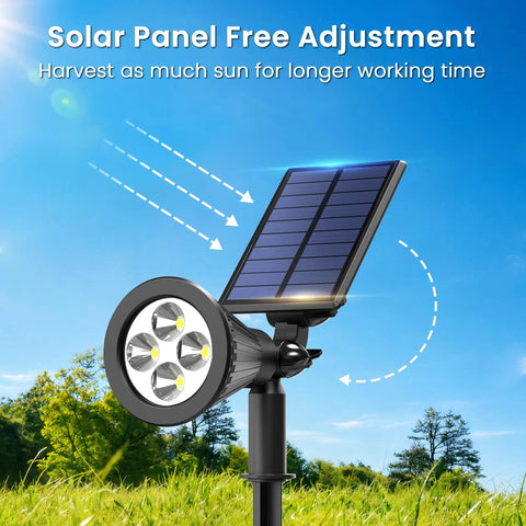 Six Pack Tough Solar Spotlights For Outdoor Waterproof Use With Adjustable Focus Beam And Dual Brightness Modes Pumps Out Solid 3000 K Warm White Glow Perfect For Landscaping Gardens Driveways Or Backyard Vibes