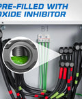 Front view of OHLECTRIC insulated wire connectors, 4-pack, 3-port, single-side entry for 4–14 AWG, pre-filled oxide inhibitor