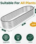 Galvanized Raised Garden Bed 6x2x1 Ft Easy Setup Outdoor Planter Box For Veggies Fruits And Flowers in silver material with dimensions labeled.