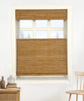Cozy Cordless Top Down Bottom Up Bamboo Roman Shades For Windows With Privacy And Light Control Woven 100 Percent Jute Roman Blind For Bedroom Living Room Kitchen Custom Fit Natural Light Filtering, shown installed in a window