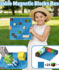 Child holding Magnetic Base Plate Set Four Blue 4x4 Plates For Minecraft Magnetic Blocks Build Play And Display Creations