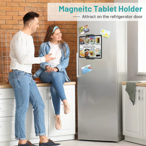 Dope Magnetic Tablet Holder Mount For Fridge And Metal Surfaces, Versatile Stand For 4.7 To 12.9 Inch Tablets Displayed on Fridge