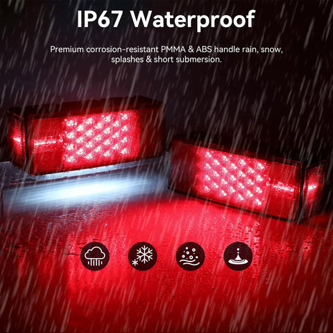 12V LED Trailer Light Kit For Boat And Utility Trailers IP67 Waterproof Rectangular Brake Stop Turn Lights
