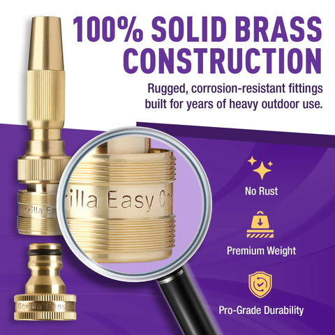 Heavy Duty Adjustable Garden Hose Spray Nozzle With Solid Brass 3/4 Inch GHT Quick Connect, from fine mist to jet, solid brass close-up