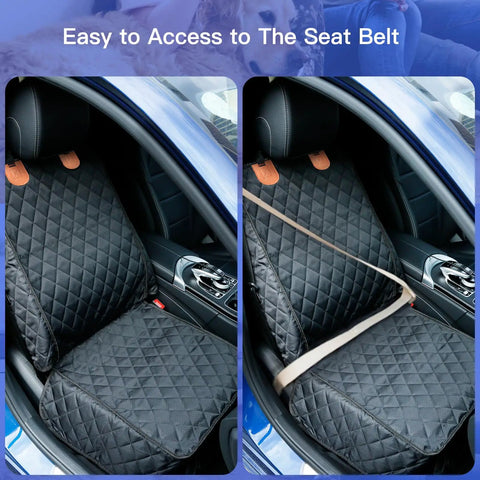 Two Pack Front Seat Cover For Cars, Trucks, SUVs And Jeeps, Full Protection Dog Car Seat Cover With Side Flaps, Black, Seatbelt Access