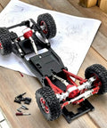 Adjustable Metal RC Drive Shaft For 1/12 Scale Crawlers on RC chassis, showcasing telescoping 70mm-93mm length, 8mm outer, 4mm inner