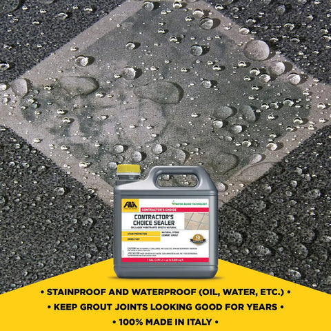Contractor's Choice Natural Stone Sealer For Indoor Outdoor Use, Tile And Grout Protector, Waterproof Stain Proof Penetrating Impregnator Sealer, Ideal For Granite Travertine Marble And More, 1 Gallon