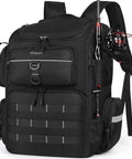 Large Fishing Backpack With Rod Holders, Waterproof 45L Tackle Box Pack, Heavy Duty Oxford Bag For Men with reels attached