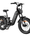 Adult Electric Bike In Sleek Black With Sturdy Cargo Rack Featuring Zippy Motor Pedal Assist To Make Hill Climbing A Snap And Grind Through Long Distances Without Breaking A Sweat Perfect For Daily Commuting Or Weekend Trail Runs side view showing cargo rack and fat tires