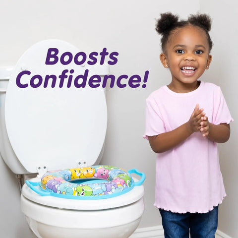 Chill Comfy Toddler Potty Training Seat With Ultra Thick Cushion And Non Slip Toilet Pad Featuring Rock Solid Grip Handles Plus Quick Release Storage Hook For No Sweat Potty Routine