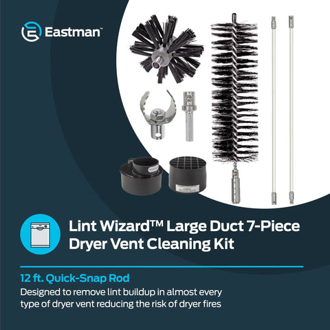 Lint Wizard Large 7-Piece Dryer Vent Cleaning Kit With 12 Ft Flexible Quick-Snap Rods And 4 Inch Auger Brush image