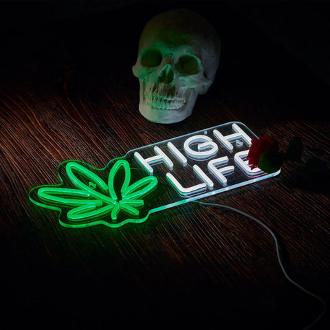 Dimmable LED Neon Sign For Marijuana And Cannabis Wall Decor With Flexible Silicone Light Strips, acrylic 17x9 inch