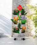 Rolling Plant Caddy With Drainage Tray Set Of 3 for heavy duty planters, 13 inch diameter, outdoor moveable stand with 360 caster wheels