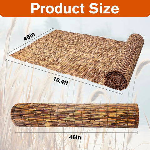 Natural Reed Fencing Roll Bamboo Privacy Screen For Patio Balcony Garden And Yard Outdoor Privacy Fence Roll Decorative Reed Screen 46in x 16.4ft