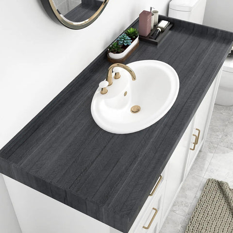 Waterproof Wood Grain Peel And Stick Countertop Cover Self Adhesive Black Vinyl Wrap 15.8 X 78 Inches installed on vanity