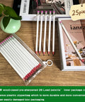 25 Pack Value Woodcase Pencils With Erasers Pre Sharpened Hexagon Graphite 2B For Home And Office Writing Includes Free Sharpener White