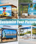 Custom Design Patio and Gazebo Backdrop Screen With UV Resistant PVC Sun Shade And Dope HD Color Printed Shade Cloth Cover For Backyard Balcony Outdoor Garden