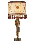 Tutankhamen Inspired Sculptural Table Lamp Hand Cast With Real Crushed Stone Bonded To Designer Resin Hand Finished 40W Bulb Compatible Cord Switch For Home Or Garden Decor, front view
