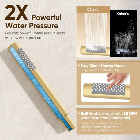 Heavy Duty Brushed Gold Shower System With 10 Inch Rain Shower Head And Tub Spout Solid Brass Faucet Set Built Different Zero Plastic All Metal Bath Setup Badass Quality
