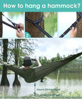 Two Person Pop Up Camping Hammock With Mosquito Net Lightweight Parachute Style Hanging Bed With Durable Tree Straps Easy Setup