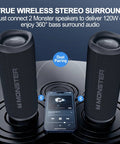 Dual 60W True Wireless Stereo Outdoor Speakers with IPX8 Waterproof, Bluetooth 5.4 pairing with smartphone display, 360° sound.