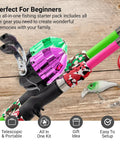 Two Pack Kids Telescopic Fishing Rod Set With Tackle Box And Net Portable Grab And Go Beginner Gear For Ages Five To Ten