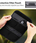 Hands holding a filter pouch from 58mm Macro Close-Up Filter Set With +2 +4 +8 +10 Diopters For Close-Up Photography