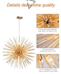 Gold Sputnik Chandelier Pendant Light 12 Light Fixture For Kitchen Island Dining Room Farmhouse Entryway, design details showcased