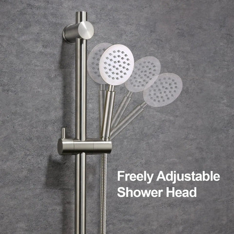 24 Inch Shower Slide Bar With Adjustable Holder Stainless Steel Wall Mount Sliding Bar In Brushed Nickel Finish
